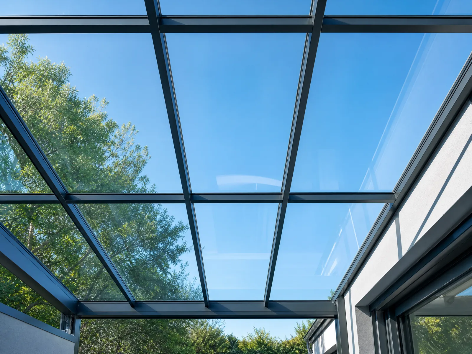 Visualisierte Glasüberdachung nach der Reinigung